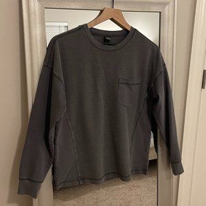 Wild Fable Women's Gray Long Sleeve Thermal Pocket Pullover Sweatshirt Size S